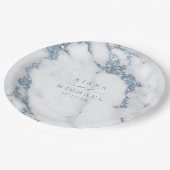 Moderne marmer Glitter Wedding Dusty Blue ID816 Papieren Bordje (Gekanteld)