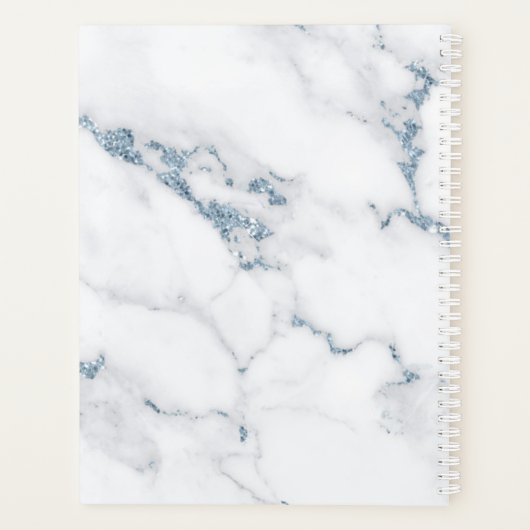 Moderne marmer Glitter Wedding Dusty Blue ID816 Planner (Achterkant)