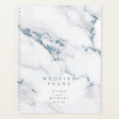 Moderne marmer Glitter Wedding Dusty Blue ID816 Planner (Voorkant)