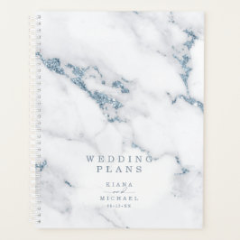 Moderne marmer Glitter Wedding Dusty Blue ID816 Planner