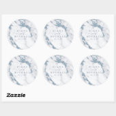Moderne marmer Glitter Wedding Dusty Blue ID816 Ronde Sticker (Vel)