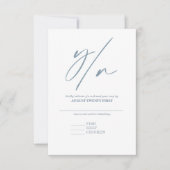Moderne marmer Glitter Wedding Dusty Blue ID816 RSVP Kaartje (Voorkant)
