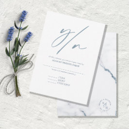 Moderne marmer Glitter Wedding Dusty Blue ID816 RSVP Kaartje
