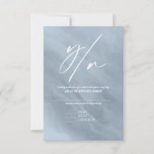 Moderne marmer Glitter Wedding Dusty Blue V2 ID816 RSVP Kaartje (Voorkant)