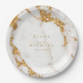 Moderne marmer Glitter Wedding Gold ID816 Papieren Bordje (Voorkant)