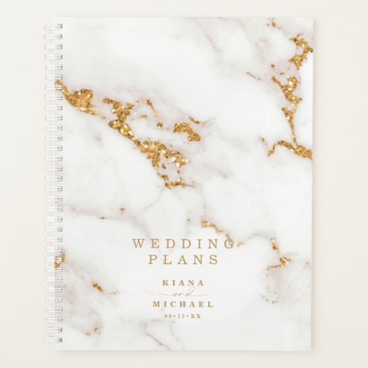 Moderne marmer Glitter Wedding Gold ID816 Planner (Voorkant)