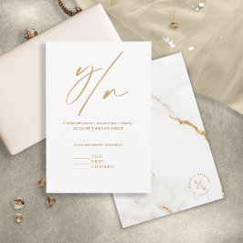 Moderne marmer Glitter Wedding Gold ID816 RSVP Kaartje