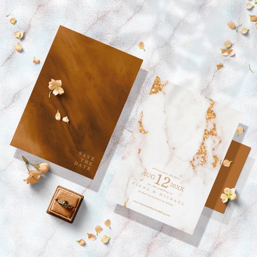 Moderne marmer Glitter Wedding Gold ID816 Save The Date