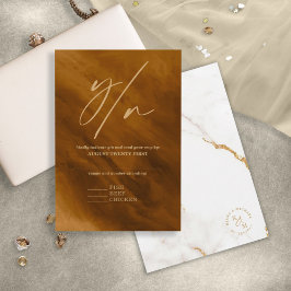 Moderne marmer Glitter Wedding Gold V2 ID816 RSVP Kaartje