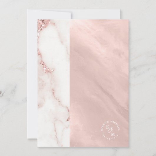 Moderne marmer Glitter Wedding Roos Gold ID816 (Achterkant)