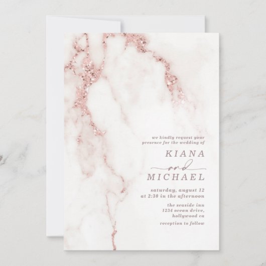 Moderne marmer Glitter Wedding Roos Gold ID816 (Voorkant)