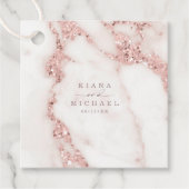 Moderne marmer Glitter Wedding Roos Gold ID816 Bedankjes Labels (Voorkant)