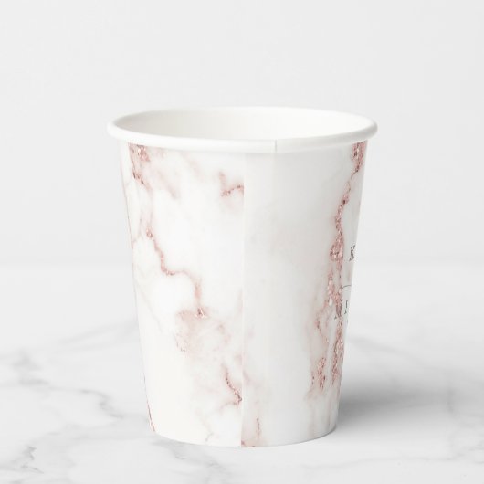 Moderne marmer Glitter Wedding Roos Gold ID816 Papieren Bekers (Rechts)