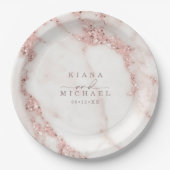 Moderne marmer Glitter Wedding Roos Gold ID816 Papieren Bordje (Voorkant)