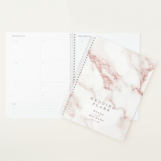 Moderne marmer Glitter Wedding Roos Gold ID816 Planner (Display)