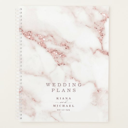 Moderne marmer Glitter Wedding Roos Gold ID816 Planner (Voorkant)
