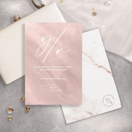 Moderne marmer Glitter Wedding Roos Gold ID816 RSVP Kaartje
