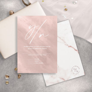 Moderne marmer Glitter Wedding Roos Gold ID816 RSVP Kaartje