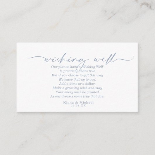 Moderne marmer Glitter Wishing Well V1 Blue ID816 Informatiekaartje (Voorkant)