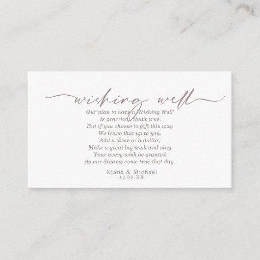 Moderne marmer Glitter Wishing Well V1 Blush ID816 Informatiekaartje (Voorkant)