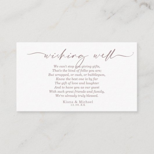 Moderne marmer Glitter Wishing Well V3 Blush ID816 Informatiekaartje (Voorkant)