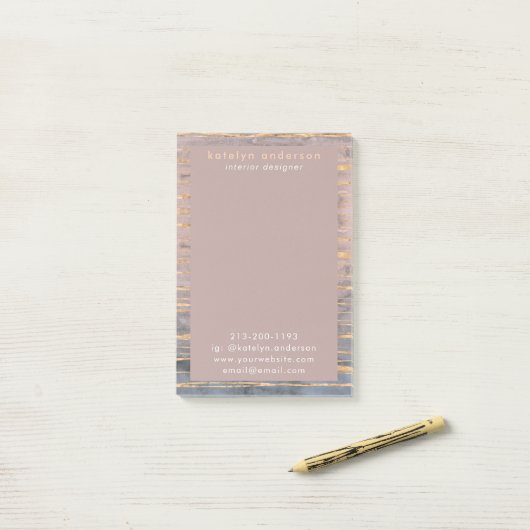 Moderne marmer Gold Foil Gemstone Interior Designe Post-it® Notes (Op bureau)