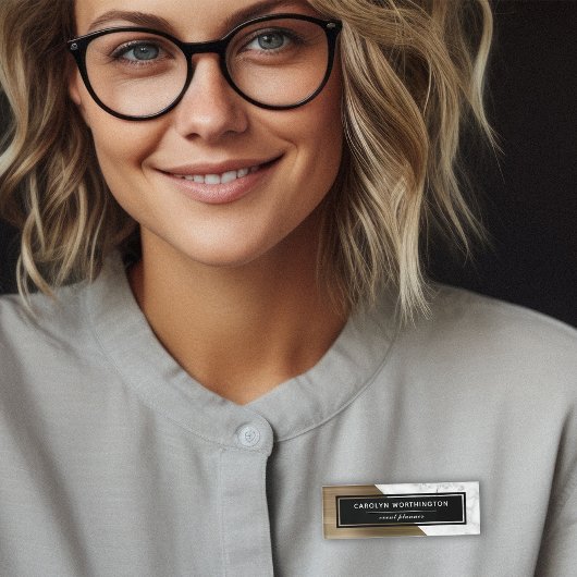 Moderne marmer Gold-geborsteld metalen kleurenblok Naambadge