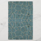 Moderne marmer Gold Gemstone Blauwgroen interieuro Briefpapier (Achterkant)