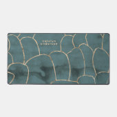 Moderne marmer Gold Gemstone Blauwgroen interieuro Bureaumat (Voorkant)