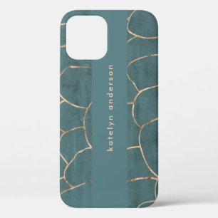 Moderne marmer Gold Gemstone Blauwgroen interieuro Case-Mate iPhone Case