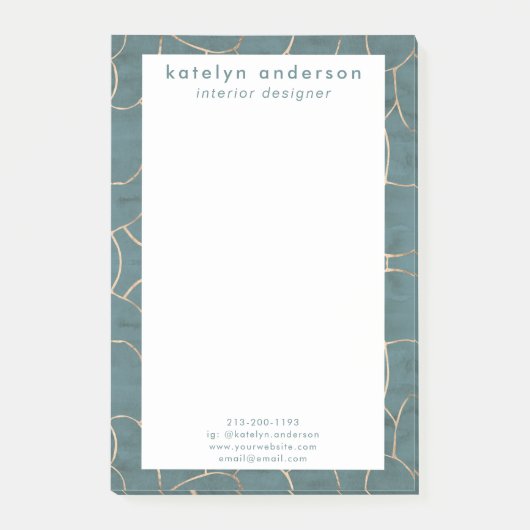 Moderne marmer Gold Gemstone Blauwgroen interieuro Post-it® Notes (Voorkant)
