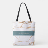 Moderne marmer Gold Gemstone Blauwgroen interieuro Tote Bag (Achterkant)