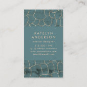 Moderne marmer Gold Gemstone Blauwgroen interieuro Visitekaartje (Achterkant)