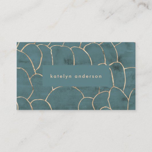 Moderne marmer Gold Gemstone Blauwgroen interieuro Visitekaartje (Voorkant)