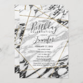 Moderne marmer Gold Geometric Birthday Party Kaart (Voorkant / Achterkant)