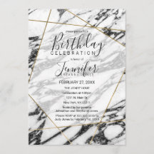 Moderne marmer Gold Geometric Birthday Party