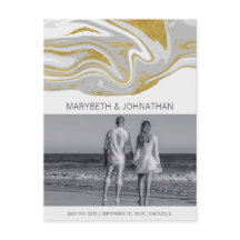 Moderne marmer & Gold Save the Date Photo Briefkaa