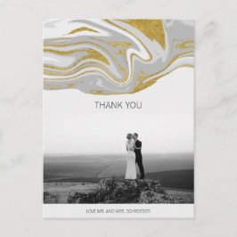 Moderne marmer & Gold Wedding Dank u Briefkaart