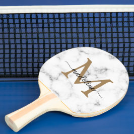 Moderne Marmer Gouden Meisjesachtig Schrift Monogr Tafeltennisbatje