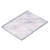 Moderne marmer Grijs Wit en Roos Goud Roze notitie Notitieboek (Linkerzijde)