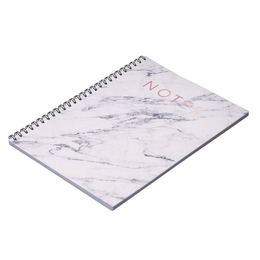 Moderne marmer Grijs Wit en Roos Goud Roze notitie Notitieboek (Linkerzijde)