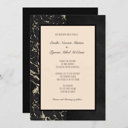 Moderne marmer in het zwart en vanilla Tapioca Kaart (Voorkant / Achterkant)