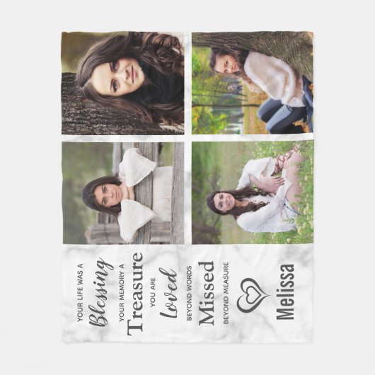 Moderne marmer Memorials Keepomwille Photo Collage Fleece Deken (Voorkant)