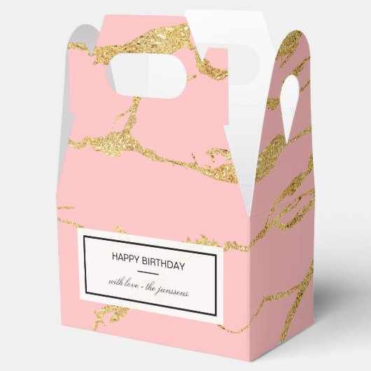 Moderne marmer met faux goud bedankdoosjes (Geopend)