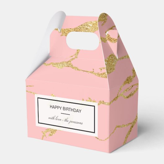 Moderne marmer met faux goud bedankdoosjes (Voorkant Zijde)