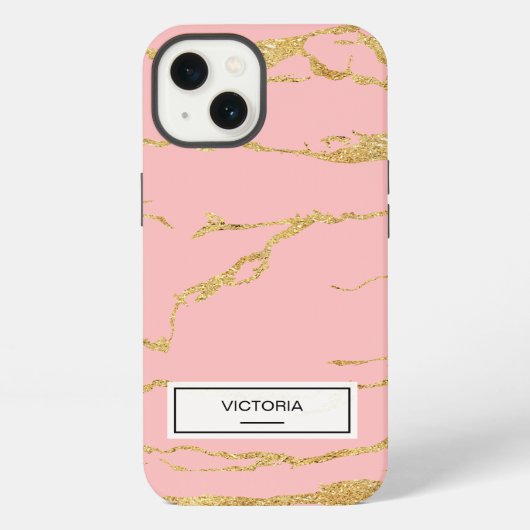 Moderne marmer met faux goud iPhone hoesje (Achterkant)