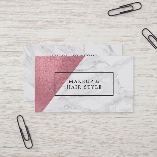 Moderne marmer met Faux Roos Gold Visitekaartje (Voorkant / Achterkant in situ)