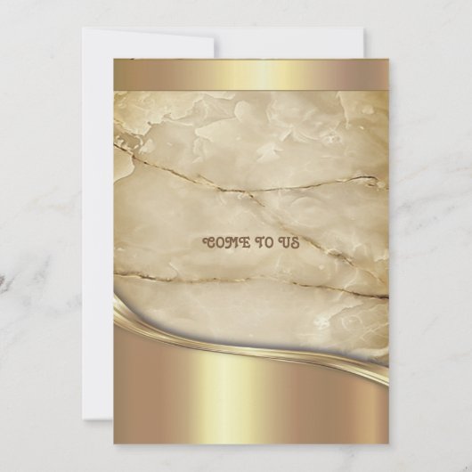 Moderne marmer met gouden details bespaart de datu save the date (Achterkant)