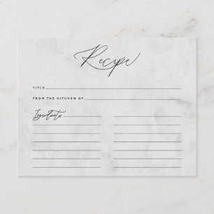 Moderne marmer-minimalistische scriptontvangstkaar informatiekaartje