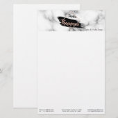 Moderne Marmer Paint Stroke Glitter Name Briefpapier (Voorkant / Achterkant)